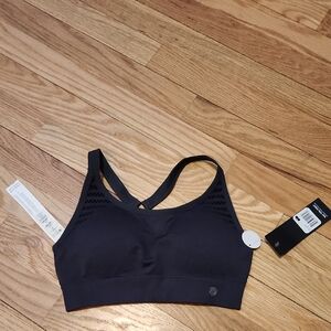 Bally Total Fitness Dark Grey Sports Bra Padded Size Small NWT